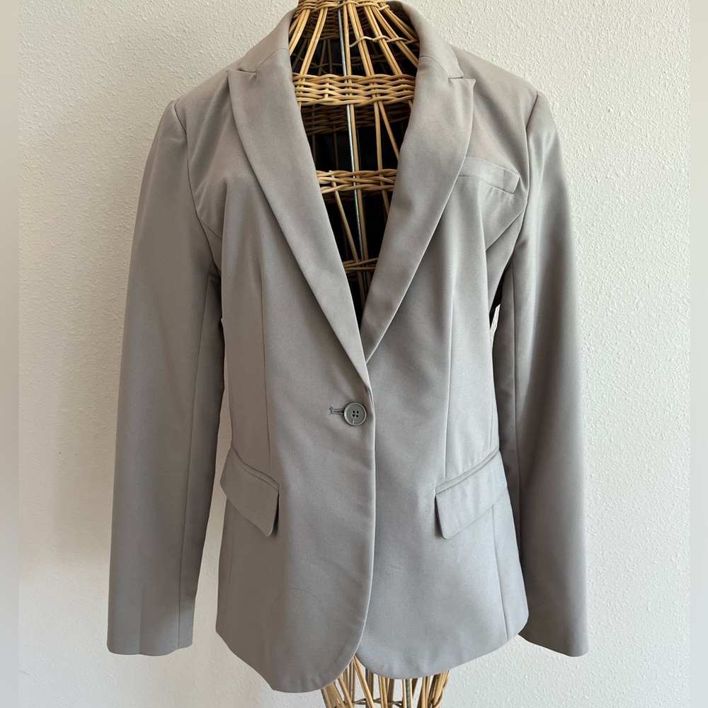 Apt. 9 Grey Single Button Lined Blazer